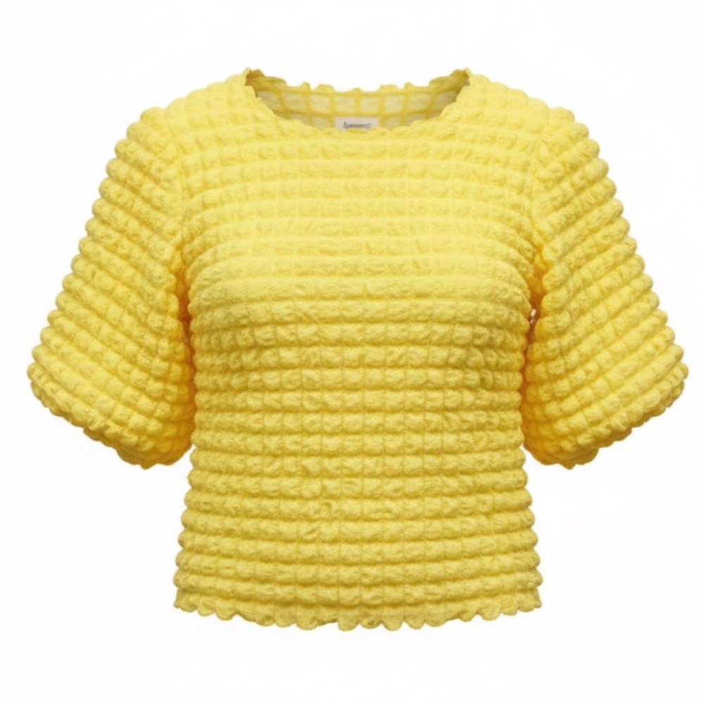 Merci Bubble Popcorn Blouse in Lemon Drop